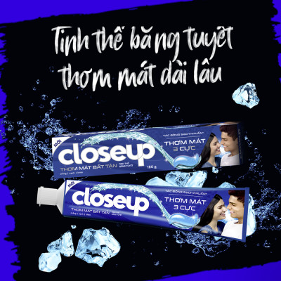 Combo 3 Kem đánh răng Closeup thơm mát bất tận tinh thể băng tuyết 230g