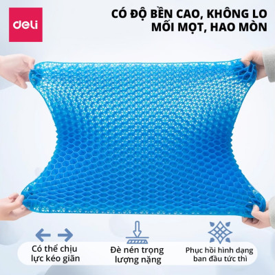 Đệm Gel Lót Ghế Tổ Ong Ô Tô Ghế Văn Phòng DELI Silicon Thoáng Mát Êm Ái Ngồi Lâu Không Mỏi Cho Văn Phòng