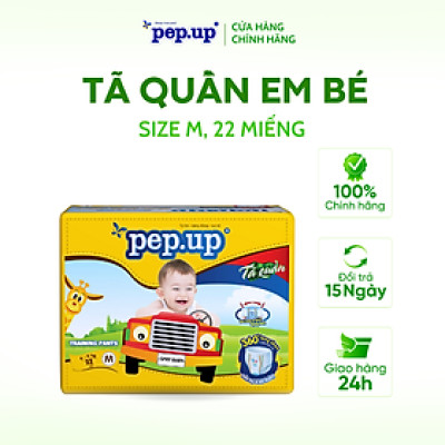 Tã/Bỉm Quần Em Bé Pep.up Extra Dry Gói Trung Siêu Mềm Mại, Siêu Khô Thoáng, Kháng Khuẩn Size M22, L20, XL18, XXL16