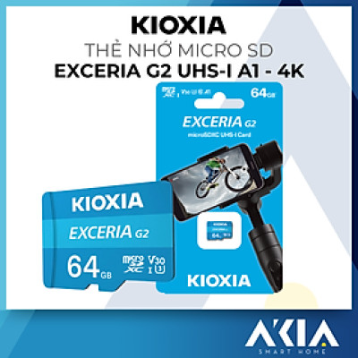 Thẻ nhớ Micro SD Kioxia EXCERIA G2 UHS-I C10 U3 V30, Ghi hình 4K chuẩn A1, tốc độ đọc 100mb/s - Hàng chính hãng