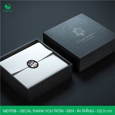 MDTT08 - D2.5cm - 500 Sticker Thank you, decal Thank you tròn dán hộp carton, tem cám ơn, nhãn dán cảm ơn trang trí gói hàng
