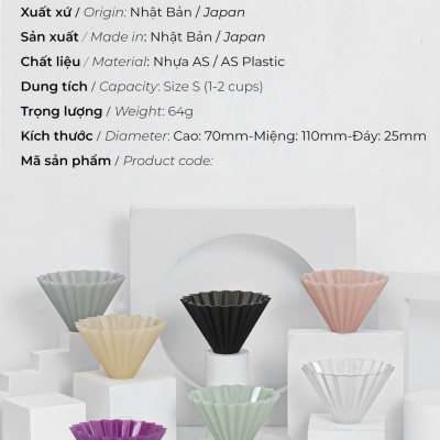 Phễu nhựa V60 01 Origami Dripper Air S Pour over