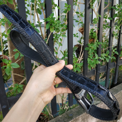 Thắt Lưng Cá Sấu Liền [Mặt Khóa Đầu Kim Cổ Điển] Đan Viền Thủ Công Rất Đẹp!