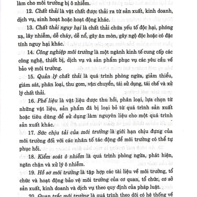 Luật Bảo vệ môi trường hiện hành (năm 2014) và các văn bản hướng dẫn thi hành