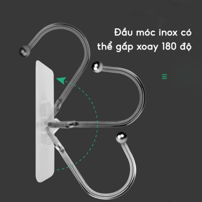 SET Móc Dán Tường INOX 304 Chịu Lực 5kg, Móc Dán Chịu Lực Loại Tốt, Tiện Dụng Gia Đình Và Văn Phòng. TakyHome 2214set