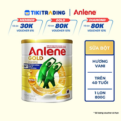 Bao bì mới - Sữa Bột Anlene Gold Hương Vanilla (Hộp Thiếc 800g)