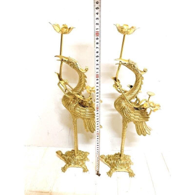 ĐÔI HẠC ĐỒNG CAO 52 CM NẶNG 4 KG CHẤT LIỆU BẰNG ĐỒNG