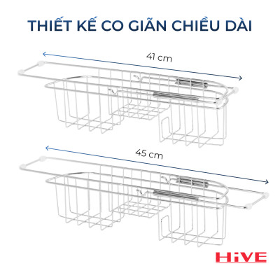 Rổ đựng dụng cụ rửa chén gác bồn HiVE small rack inox Cao Cấp