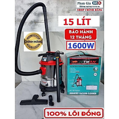 Máy Hút Bụi JETMAN 15L 1600W 3 Chức Năng: Hút khô, Hút ướt, Thổi bụi, 100% Dây đồng (Bảo hành 12 tháng)