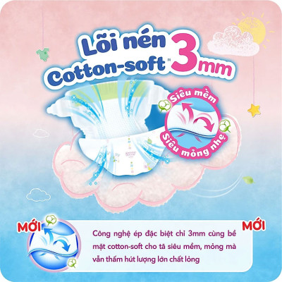 Tã dán sơ sinh êm mềm khô thoáng Bobby