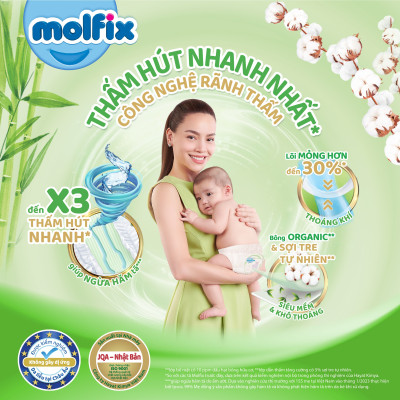 Tã/bỉm quần Molfix Thiên nhiên Super Jumbo L (9kg - 13kg) - Gói 54+8 miếng