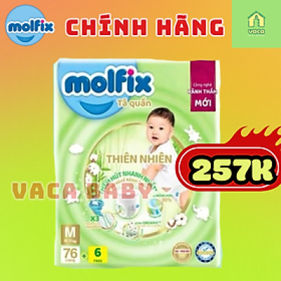 Tã/bỉm QUẦN Molfix size M76+6 miếng mẫu mới cải tiến 2024