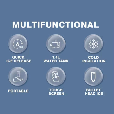 Máy làm đá viên siêu tốc, chỉ trong 6 phút Thương hiệu Nga cao cấp DSP KD8001, Công suất làm đá 90-165W, sản lượng 12kg/24h, Dung tích bình chứa 1,4 lit - HÀNG NHẬP KHẨU, BẢO HÀNH 12 THÁNG