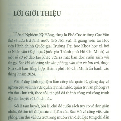 Bác Hồ Với Công Tác Văn Phòng, Văn Thư Và Lưu Trữ - TS. Nghiêm Kỳ Hồng 