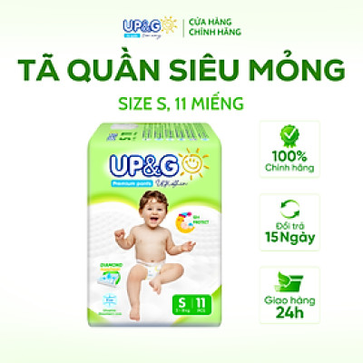 Tã/ Bỉm Quần Em Bé Siêu Mỏng Up&Go Lõi Nén 2mm Siêu Mềm Mại, Siêu Khô Thoáng, Siêu Thấm Hút Size S/M/L/XL