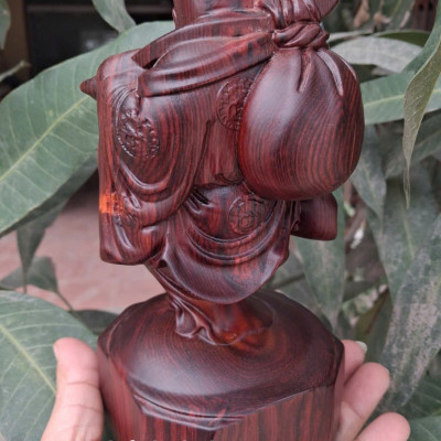 Tượng phật di lặc mini bằng gỗ trắc cao 20x11x8cm