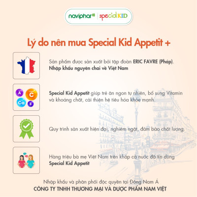 TPBVSK Special Kid Appetit+ Bổ sung các loại Vitamin và Khoáng chất - Hỗ trợ tiêu hóa tốt, giúp bé ăn ngon miệng (125ml)[Siro – Nhập khẩu Pháp]