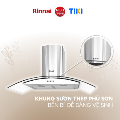 Máy hút mùi 90cm Rinnai RH-C139-GC than hoạt tính và ống thoát 260W - Hàng chính hãng.