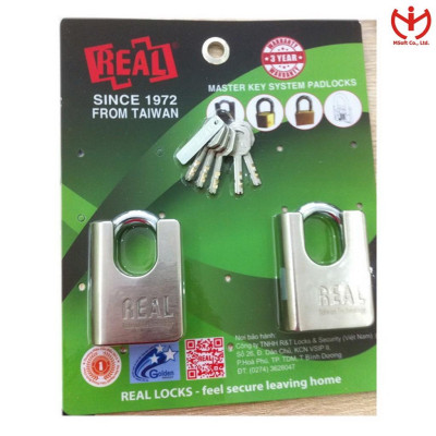 Bộ 2 ổ khóa chống cắt REAL AC 65 thân kẽm rộng 65mm dùng chung 5 chìa - MSOFT