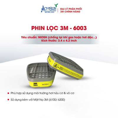 Bộ mặt nạ chống hóa chất, dùng phun thuốc trừ sâu - Mặt nạ nửa mặt 3M 6100/ 6200  kèm 2 phin lọc - Hàng chính hãng 100%