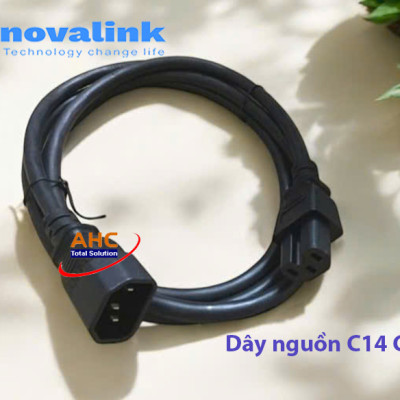 Dây nguồn C14 C15 dài 2M Novalink NV-51005A (13A, 16AWG) – Dùng cho UPS, PDU, Server, PDU, máy tính - Hàng chính hãng