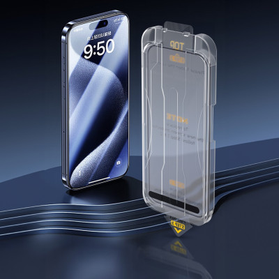 Kính cường lực khung tự dán cho iPhone 14 / 14 Plus / 14 Pro / 14 Pro Max hiệu WIWU SQ-008 Easy install - Viền siêu mỏng 0.33mm, chống mẻ cạnh, Phủ nano siêu mượt - Hàng nhập khẩu