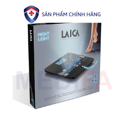 Cân sức khoẻ điện tử Laica PS1059 mặt kính cường lực, màn hình LCD lớn, tự động bật/tắt khi bước lên/xuống