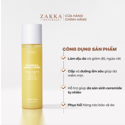 Sữa Dưỡng Không Dầu Dịu Da & Phục Hồi Độ Ẩm Zakka Naturals Calendula Milky Liquid 150ml