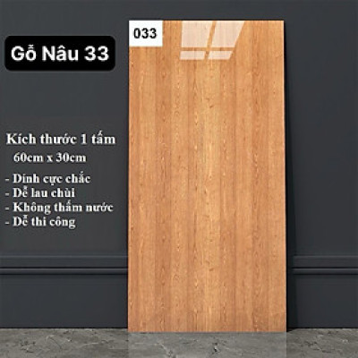 Bộ 5 Tấm Xốp Dán Tường 3D PVC Gỗ Nâu Đỏ 60x30cm Keo Sẵn Dày 2,5mm Cao Cấp, Sang Trọng 