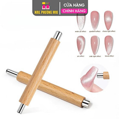 Cây Nam Châm Đẩy Mắt Mèo 2in1 Cán Gỗ Vàng Tròn 2 Đầu To Nhỏ Làm Nail Tiện Lợi, Lực Hút Mạnh, Chống Va Đập, Hút Mắt Mèo Siêu Sáng Nữ Women