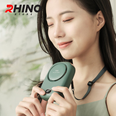 Quạt cầm tay mini siêu mát Rhino F301 tích điện với 3 mức độ gió, lưu lượng cao kèm dây treo - Hàng chính hãng