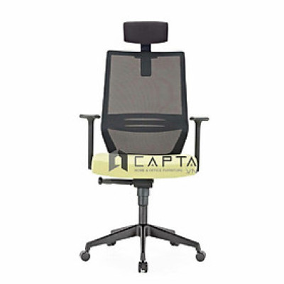 Ghế làm việc lưng cao có tựa đầu CM4268-M Nội thất Capta Lưng lưới nệm vải tay nhựa PP chân xoay nhựa nhập khẩu offical chair hcm