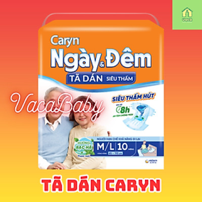 Tã/Bỉm DÁN Caryn Ngày và Đêm hương bạc hà mã mới giá rẻ dành cho người già, người lớn tuổi size M/L10 miếng