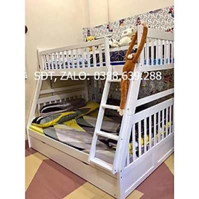 Giường 2 Tầng Bình Long Gỗ Tự Nhiên 1m4-1m - Trắng