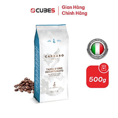 Cà phê hạt Carraro Decaff Tazza D-Oro 500g - Hàng nhập khẩu từ Ý