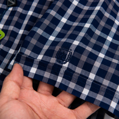 Áo Sơ Mi Nam Cộc Tay Kẻ Caro Màu Xanh Trắng Aligro Algs-c109