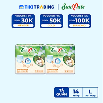Combo 2 Gói Tã Quần Người Lớn Sunmate Khô Thoáng L7 (7 Miếng/ Gói)
