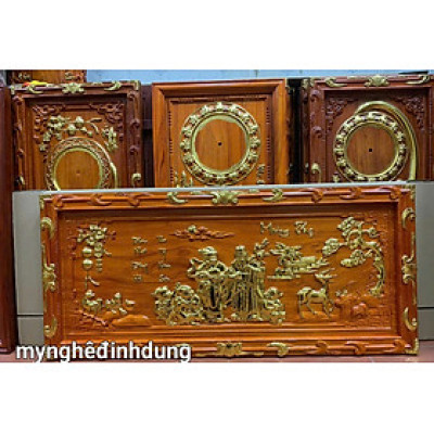 Tranh điêu khắc mừng thọ cụ ông cụ bà bằng gỗ hương đỏ kt 48×108×4cm