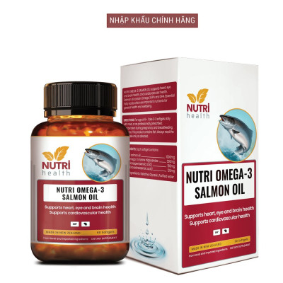 Viên Dầu Cá Hồi New Zealand Nutri Omega-3 Salmon Oil 60 Viên | Hỗ Trợ Sức Khỏe Mắt, Não, Tim - Nhập Khẩu Chính Hãng