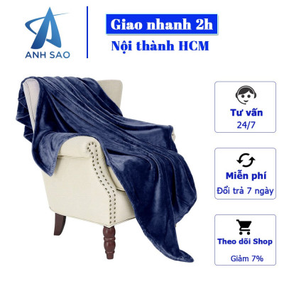 Mền lông cừu Thái Lan cao cấp A kích thước 1m6x2m - Xanh dương đậm
