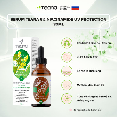Serum Teana 5% Niacinamide SM5 Super Molecules UV Protection kiềm dầu, ngừa mụn, mờ thâm và bảo vệ da tối ưu - 30ml