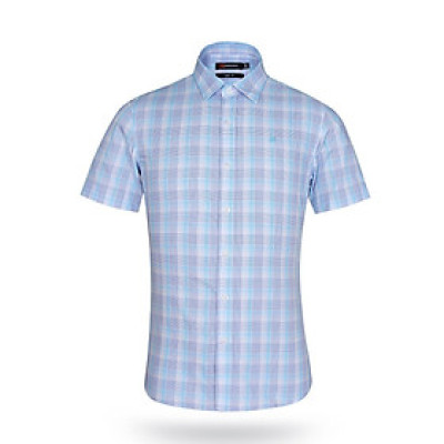 Áo sơ mi nam KHATOCO ngắn tay caro A1MN438S1-CNCR293-2502-N