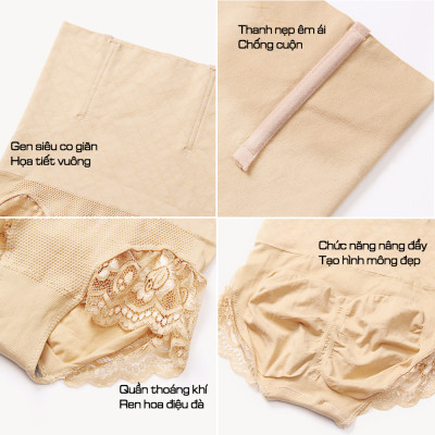 Quần lót nữ định hình Gen Bụng chống cuộn phối ren FLQ16