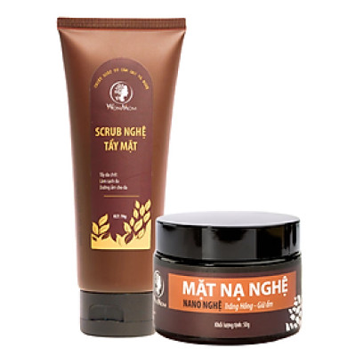 Bộ tái tạo và phục hồi da Wonmom ( 1 Scrub nghệ tẩy mặt + 1 Mặt nạ nghệ )