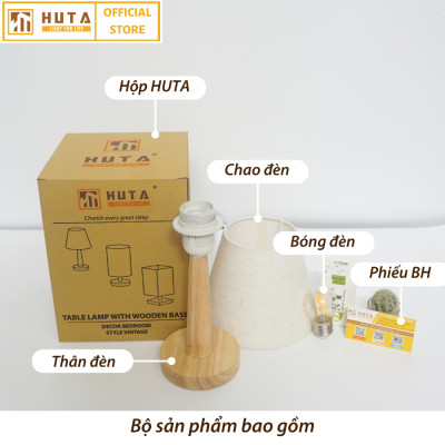 Đèn Ngủ Gỗ HUTA Light For Life G2 Chao Nón Vintage Dễ Thương, Decor Trang Trí Phòng Ngủ, Điều Chỉnh Độ Sáng, Bóng Led Sáng Vàng Tiết Kiệm Điện