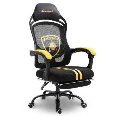 Ghế Gaming có gác chân thư giãn lưng lưới in logo thương hiệu siêu xe Porsche / Audi / Lamborgini dành cho game thủ streamer tiktoker youtuber CR4316-M / Gaming chair HCM