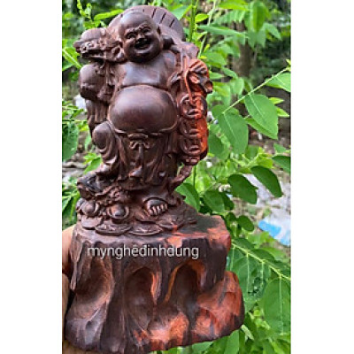 Tượng phật di lặc mini để bàn làm việc ,bàn học ...bằng gỗ trắc đỏ đen kt cao 22x10x7cm