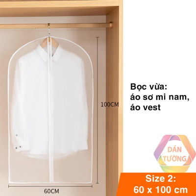 Túi Bọc Quần Áo Chống Bụi Bẩn/ Ẩm Mốc Bằng Nhựa Trong Suốt Kt 60x80cm