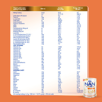 Sữa bột Nestlé NAN INFINIPRO A2 1 với công thức đầu tiên chứa đạm A2, 6HMO & Lợi khuẩn kép nhập khẩu Thụy Sĩ - Hộp 800g cho bé 0 - 12 tháng