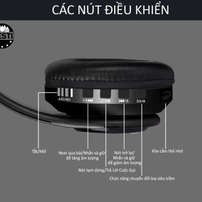 Tai Nghe Chụp Tai Bluetooth Chống Ồn GS-H3 Cao Cấp, Headphone Bluetooth Chụp Tai Có Mic Đàm Thoại Tiện Lợi, Tai Nghe Bluetooth Không Dây Pin Cực Khỏe Bluetooth 5.0 Cao Cấp - Hàng Chính Hãng